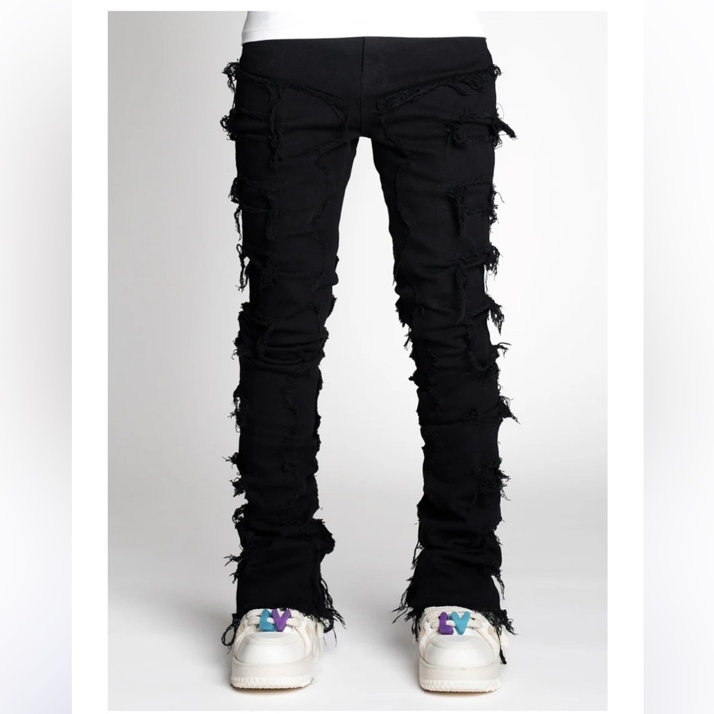 GUAPI Sz 28 Black Distressed and Stacked Women’s Skinny Jeans - Picture 5 of 14